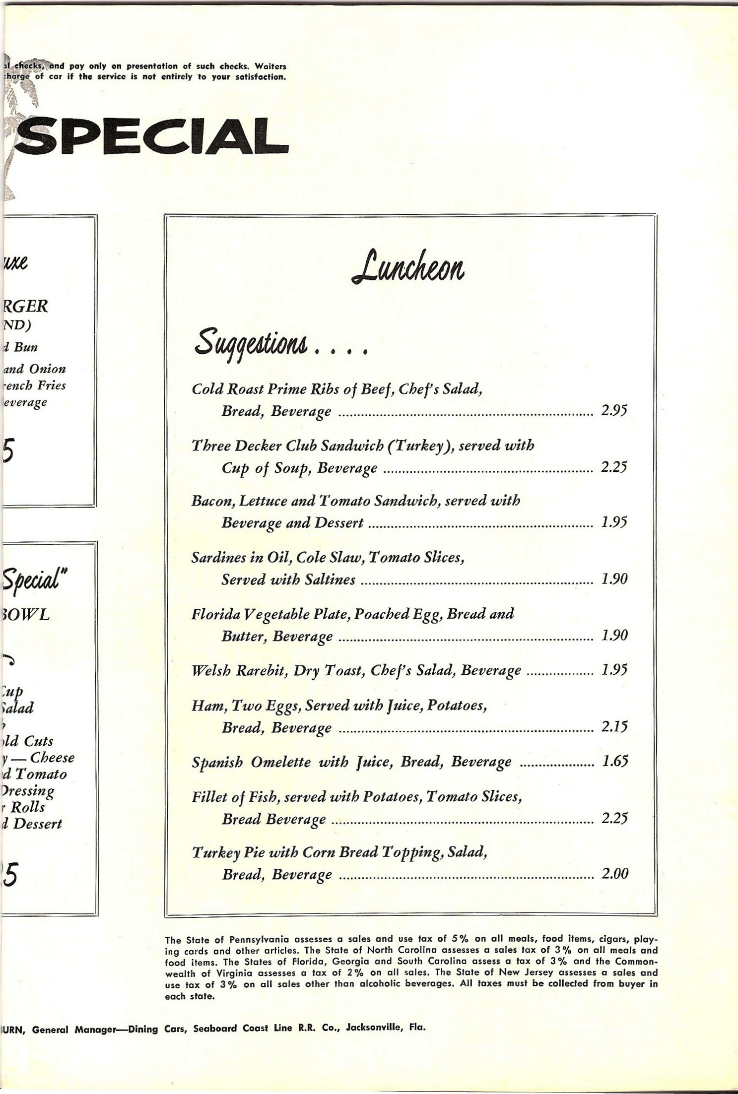 Seaboard Coastline Inside Right Side Menu