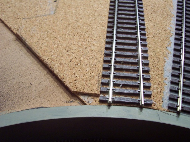 Close-up of second layer cork against track