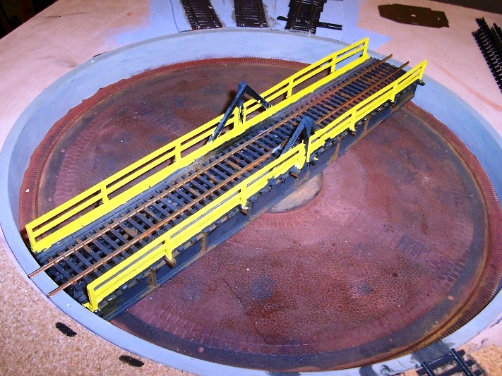View of turntable with rails painted
